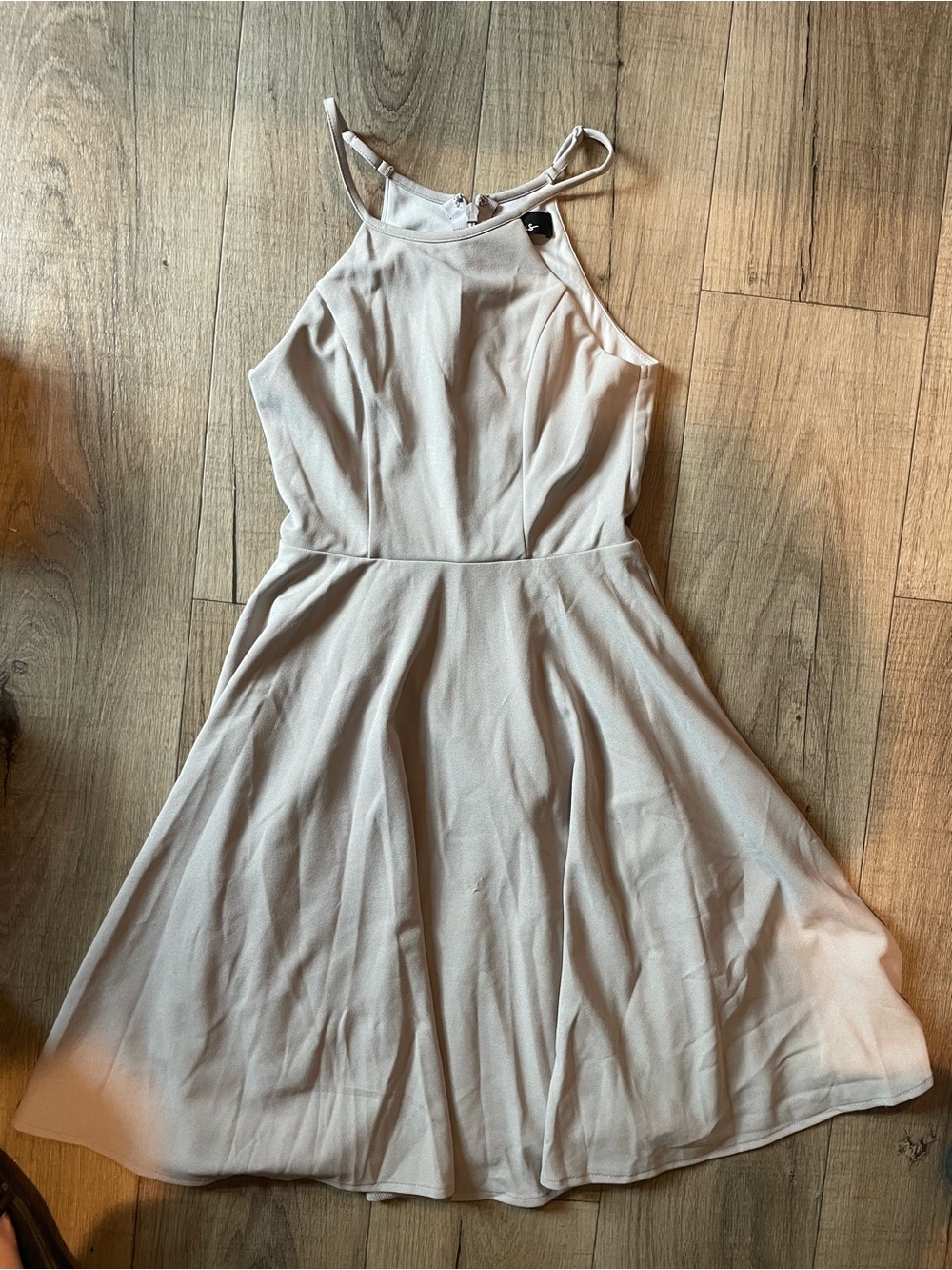 Lulu's Light Beige Halter Skater Dress